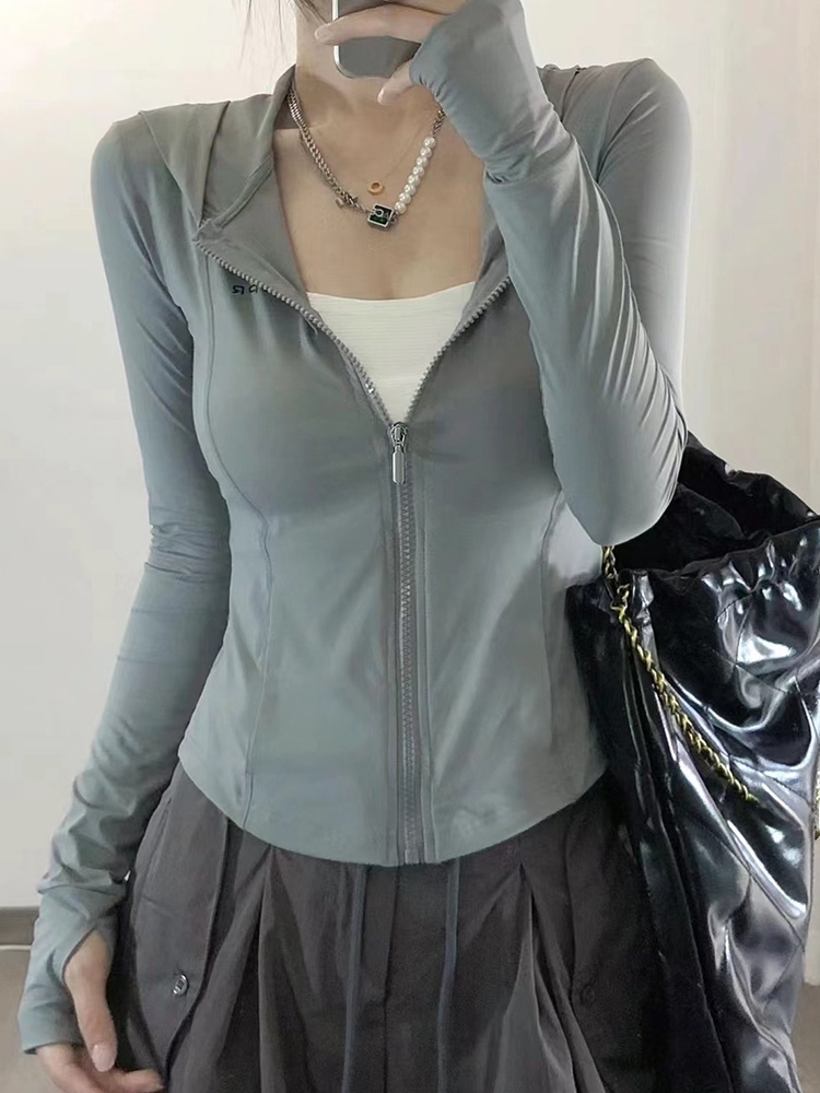 Summer Yoga Clothing - ay een Ice Silk Hooded UV