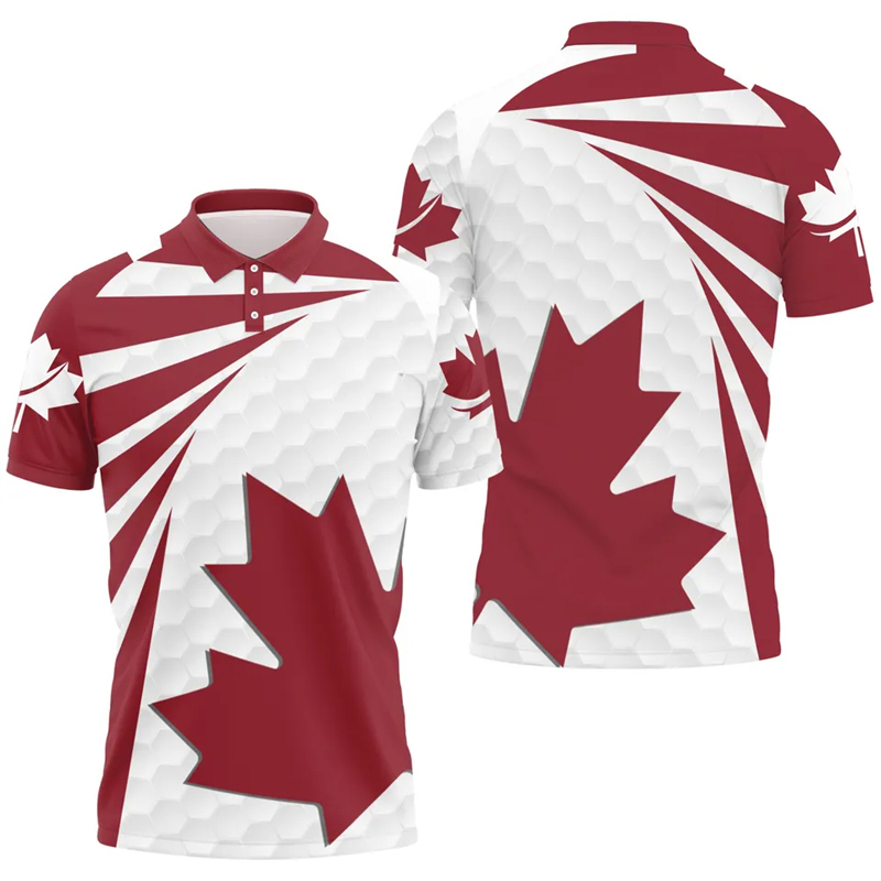 Summer Clothing Canada - Maple Leaf Flag Polo Shirt For