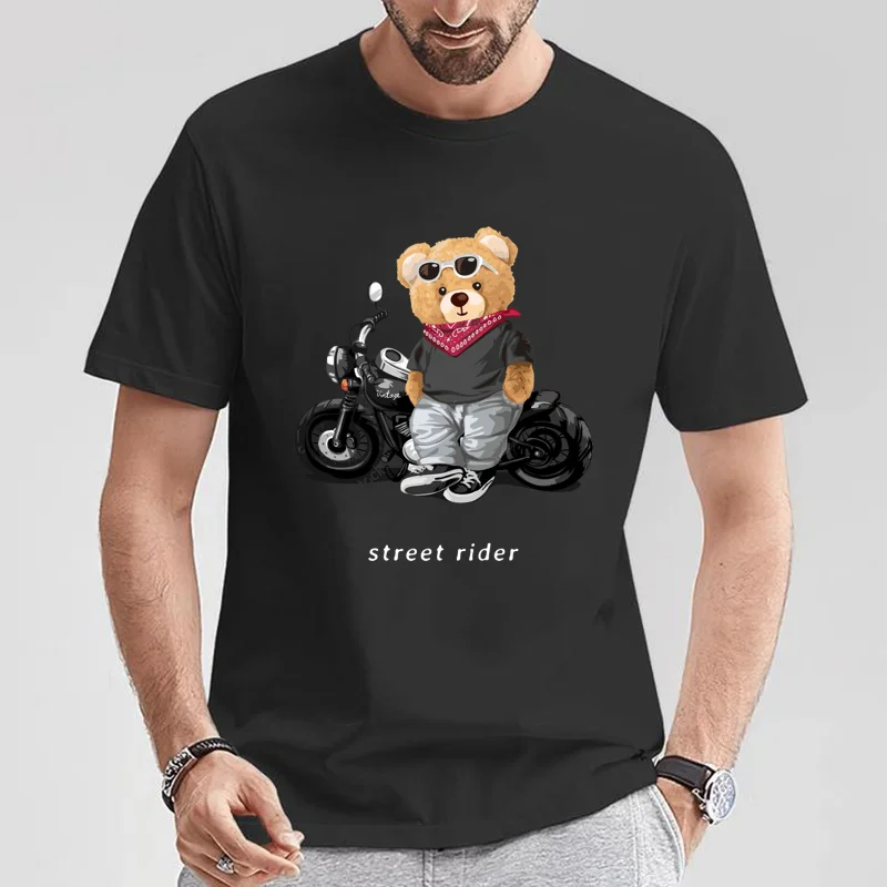Summer Clothing Motorcycle - Motorcycle Lovers Street Teddy Knight Print