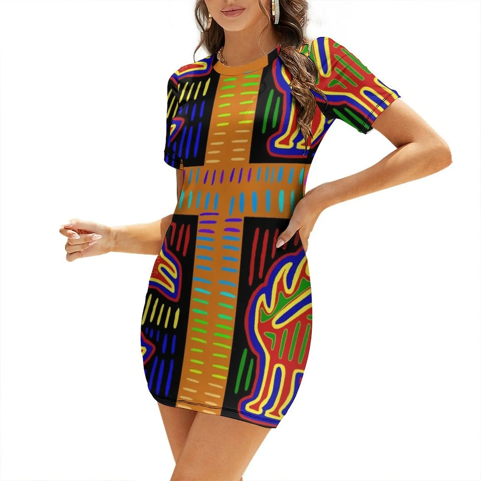 Indian Summer Vintage Clothing - Kuna Indian Caballo Short-Sleeved Dress Dress