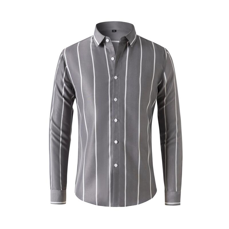 Summer Clothing Dress - Men's Striped Dress Shirt Long Sleeve