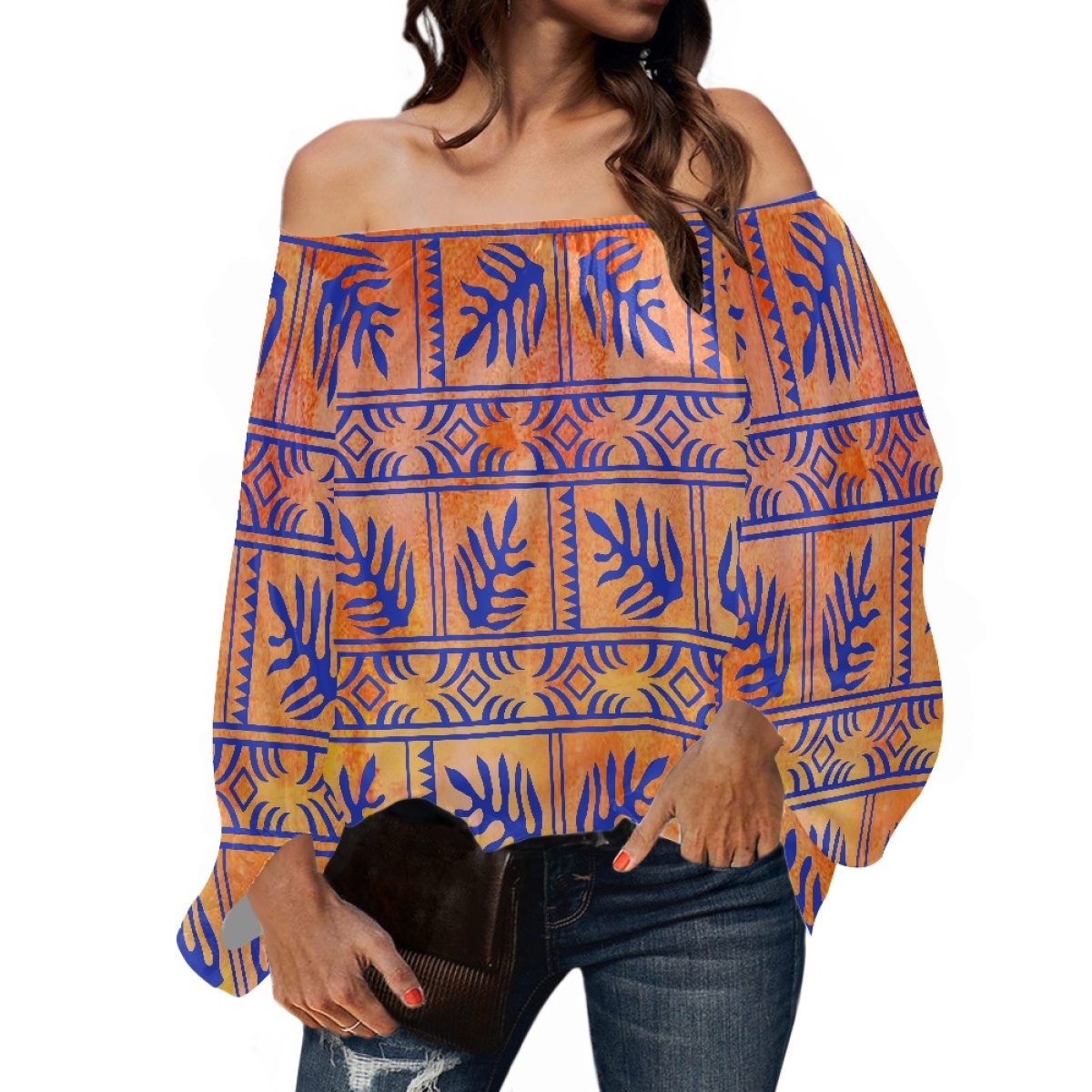 Off Shoulder Blouse - Polynesian Tribal Clothing Samoan Tapa Tongan