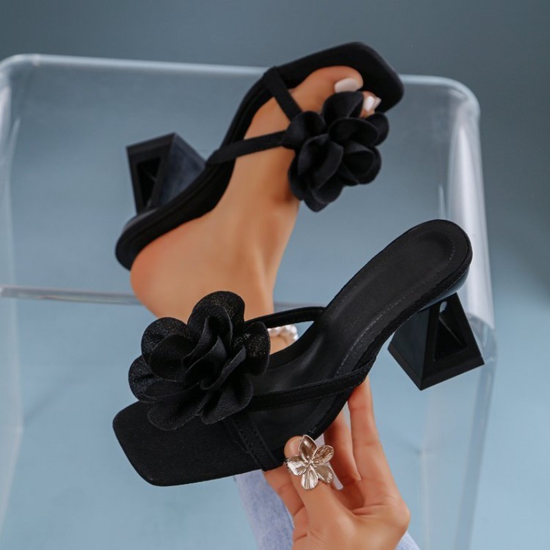 Summer Clothing Dress - Womens 3D Flower Decor Sandals Triangular
