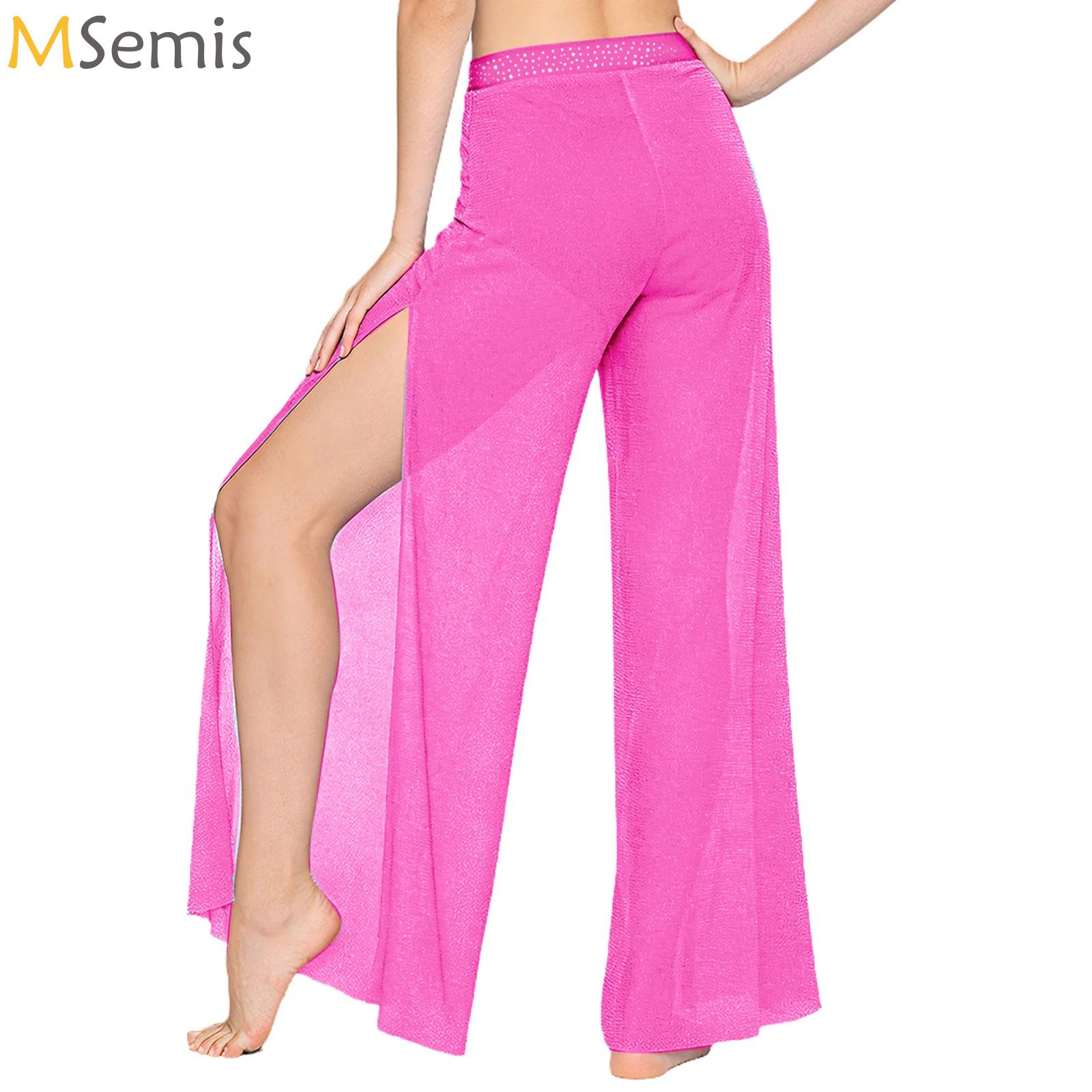 Palazzo Pant Wide - Shimmering Lyrical Mesh Wide Leg Pants