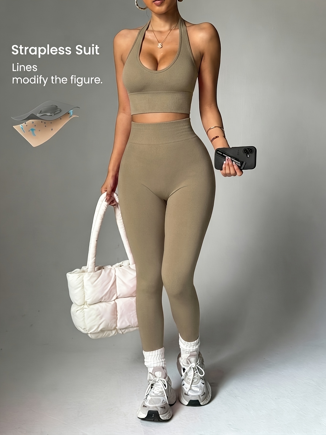 Halter Neck Top - 2pcs Solid Color Fashionable Versatile Women's