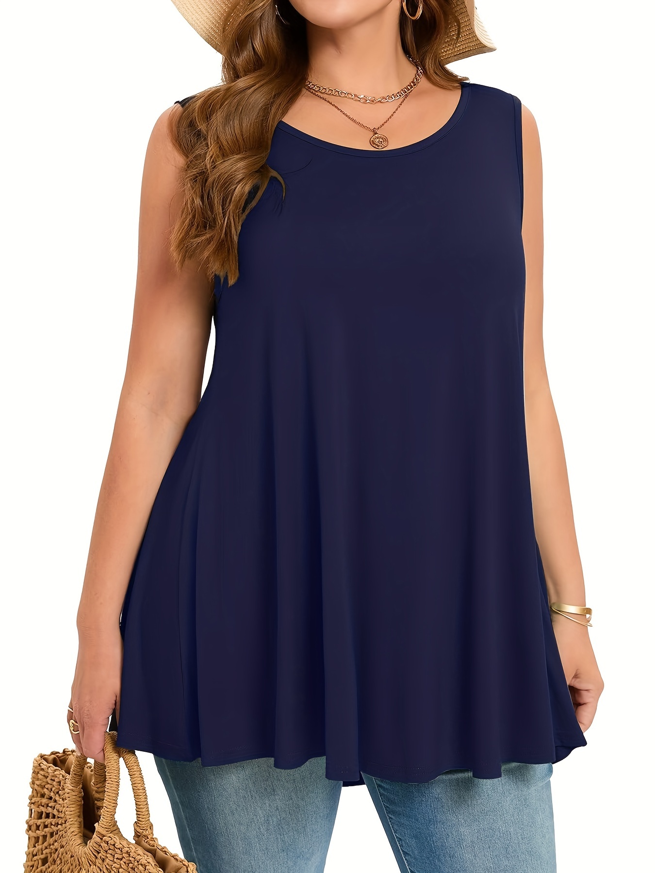 Plus Size Simple Solid Tank To - đánh giá và giá Halter Neck Top