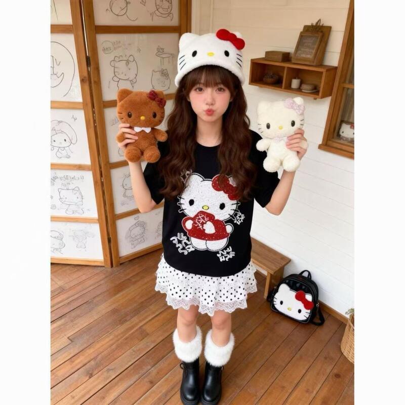 Cute Short-Sleeved Hello Kitty - đánh giá và giá Summer Clothing Modest