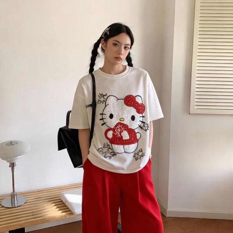 Cute Short-Sleeved Hello Kitty - đánh giá và giá Summer Clothing Modest