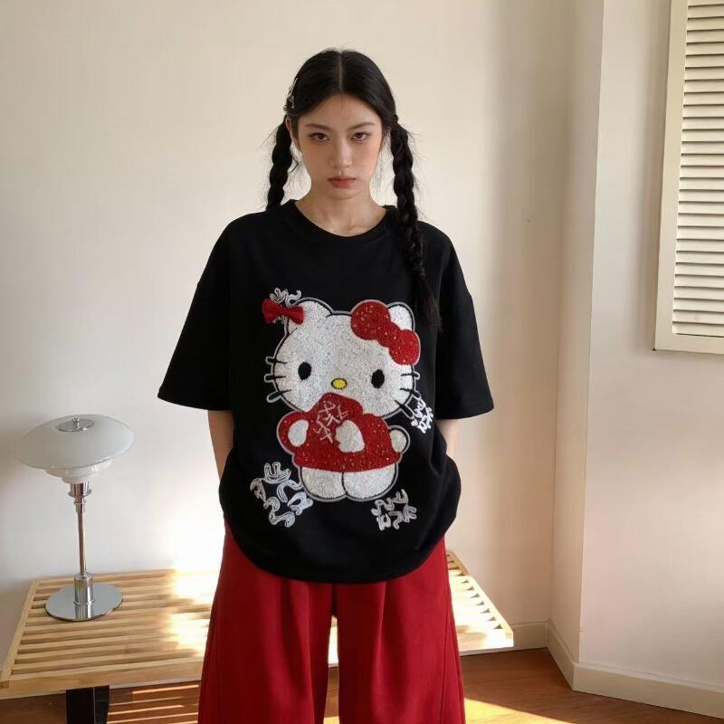 Cute Short-Sleeved Hello Kitty - đánh giá và giá Summer Clothing Modest