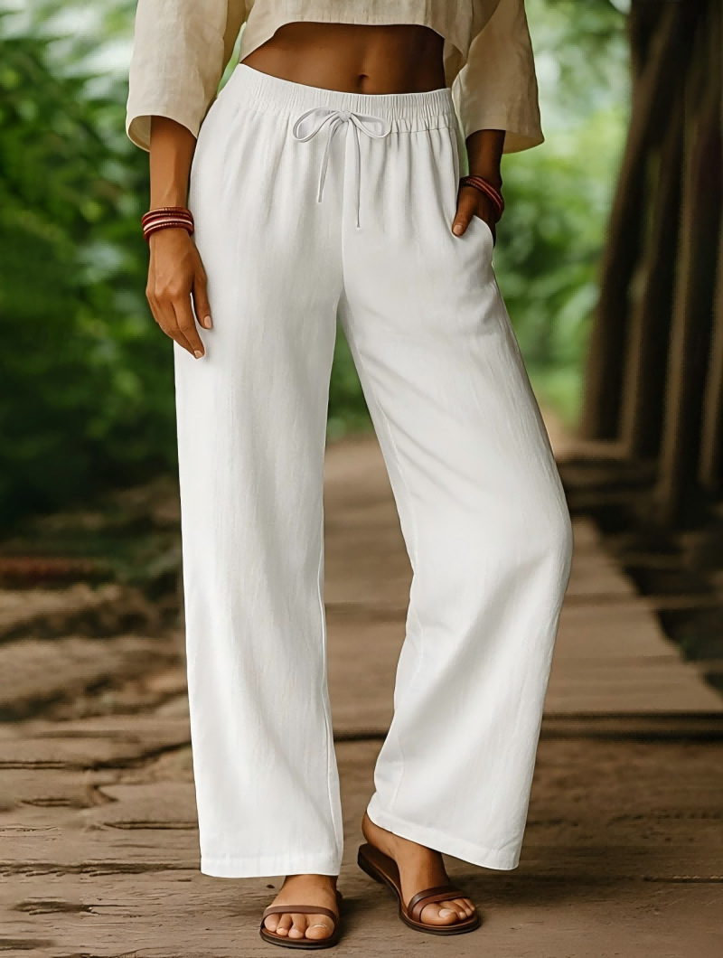 Women's Elastic Waist Linen Pa - đánh giá và giá Palazzo Pant Wide