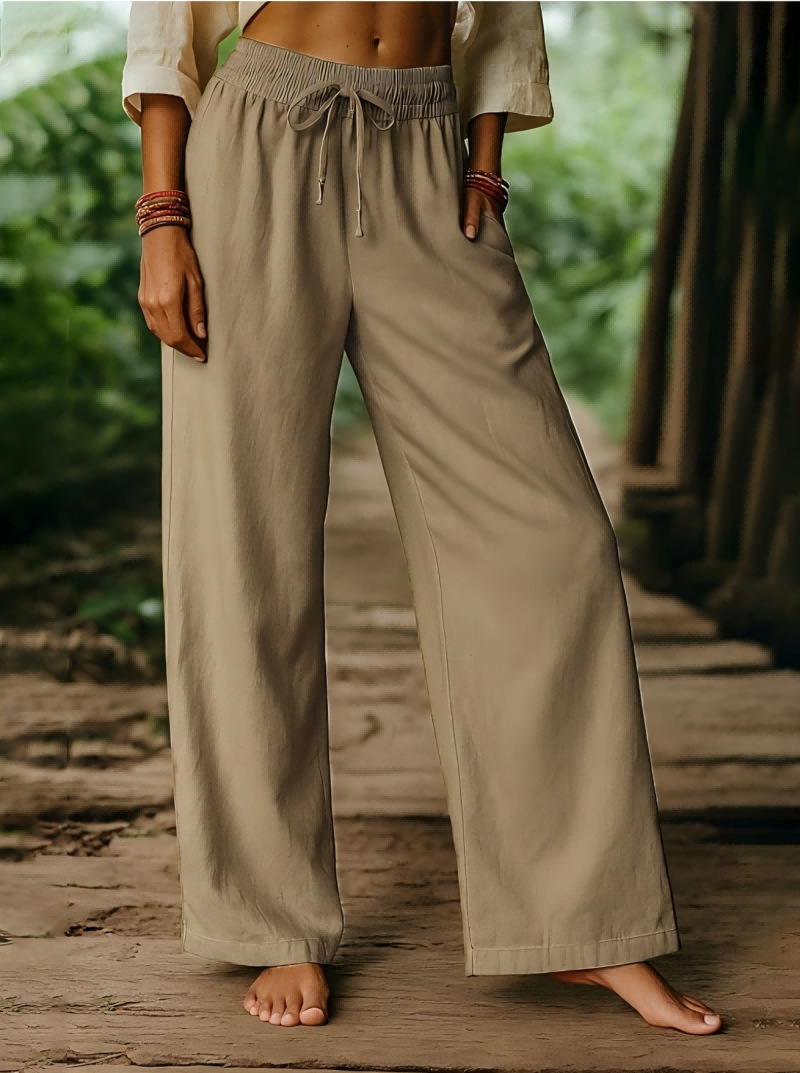 Women's Elastic Waist Linen Pa - đánh giá và giá Palazzo Pant Wide