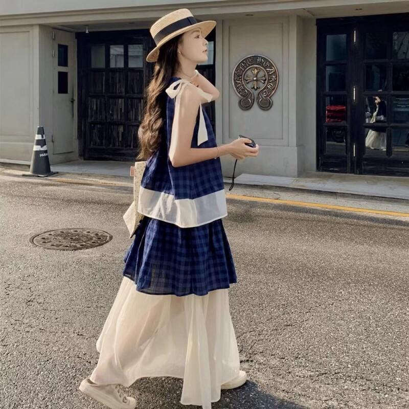 Women's Blue Plaid Two Piece S - đánh giá và giá Halter Neck Top