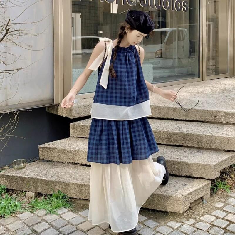 Women's Blue Plaid Two Piece S - đánh giá và giá Halter Neck Top