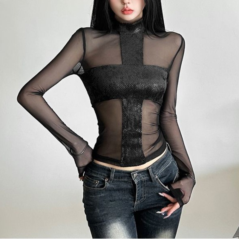 American Style Mesh Long Sleev - đánh giá và giá Off Shoulder Blouse