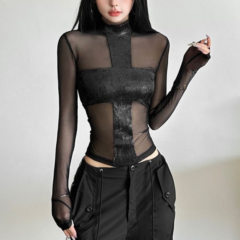 American Style Mesh Long Sleev - đánh giá và giá Off Shoulder Blouse