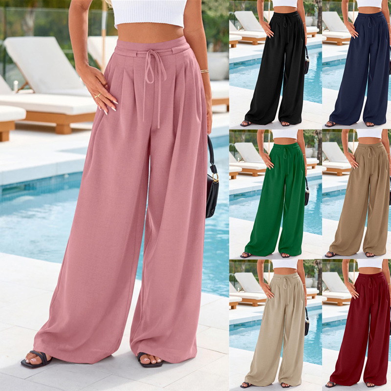 Women High Waist Drawstring Wi - đánh giá và giá Palazzo Pant Wide