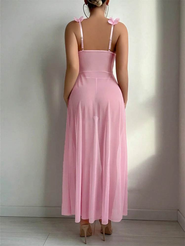 Pink Floral Lace See Through N - đánh giá và giá Summer Clothing Dress