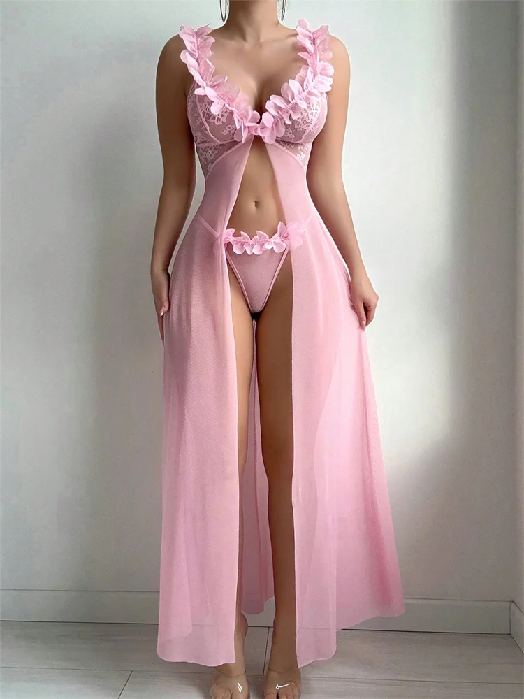 Pink Floral Lace See Through N - đánh giá và giá Summer Clothing Dress