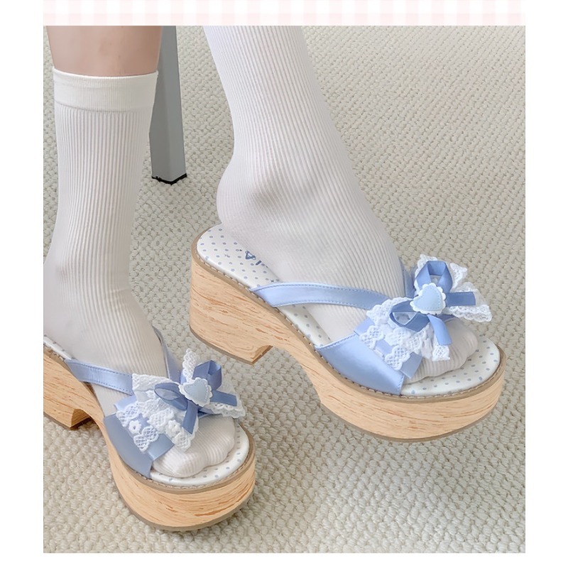 Sweet Bow Wood Grain Thick Bot - đánh giá và giá Summer Clothing Dress