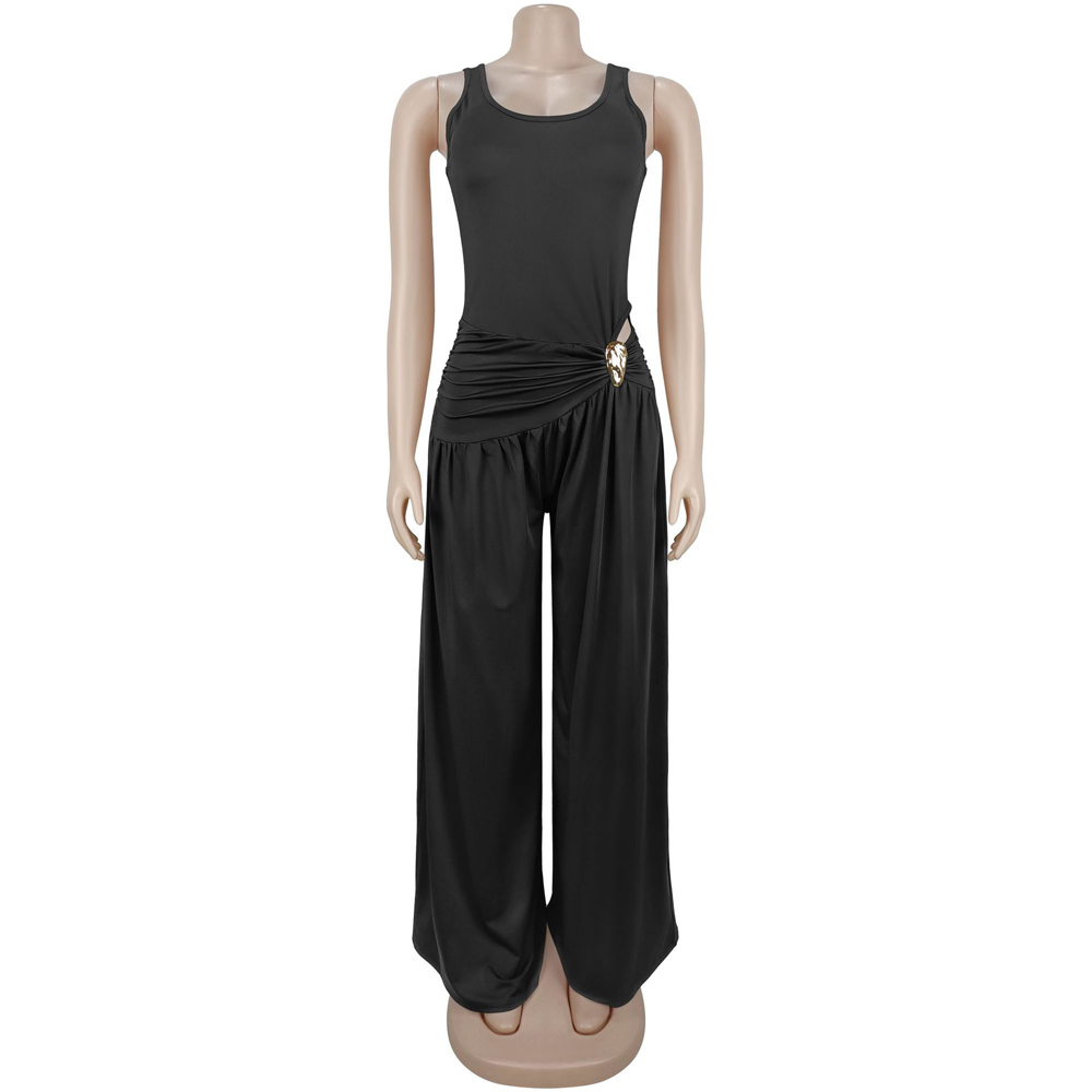 Solid Color 2 Piece Woman Set  - đánh giá và giá Palazzo Pant Wide
