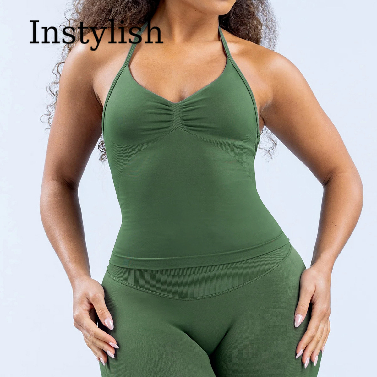 Women Seamless Yoga 2 Piece Se - đánh giá và giá Halter Neck Top