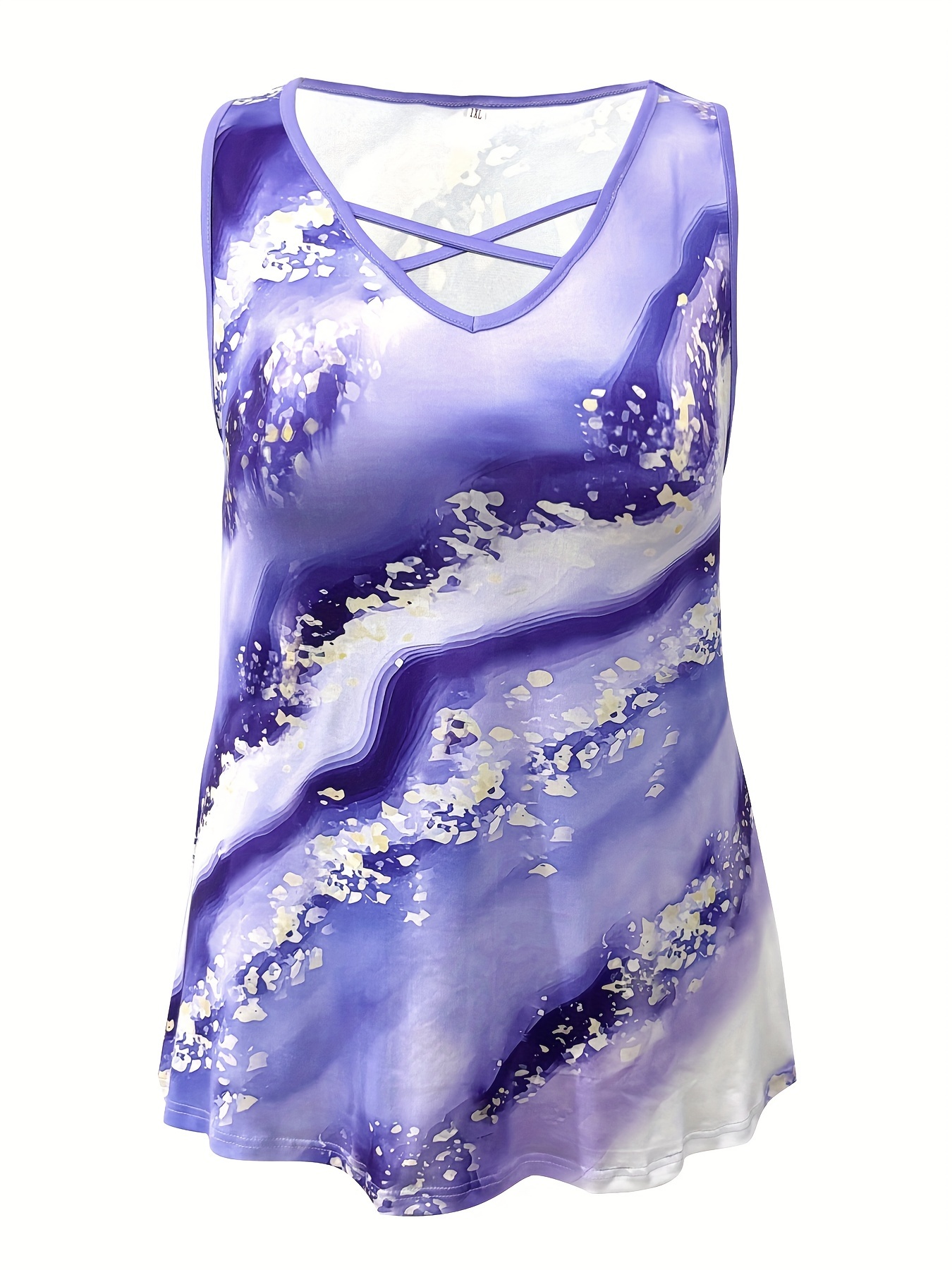 Plus Size Marble Print Tank To - đánh giá và giá Halter Neck Top