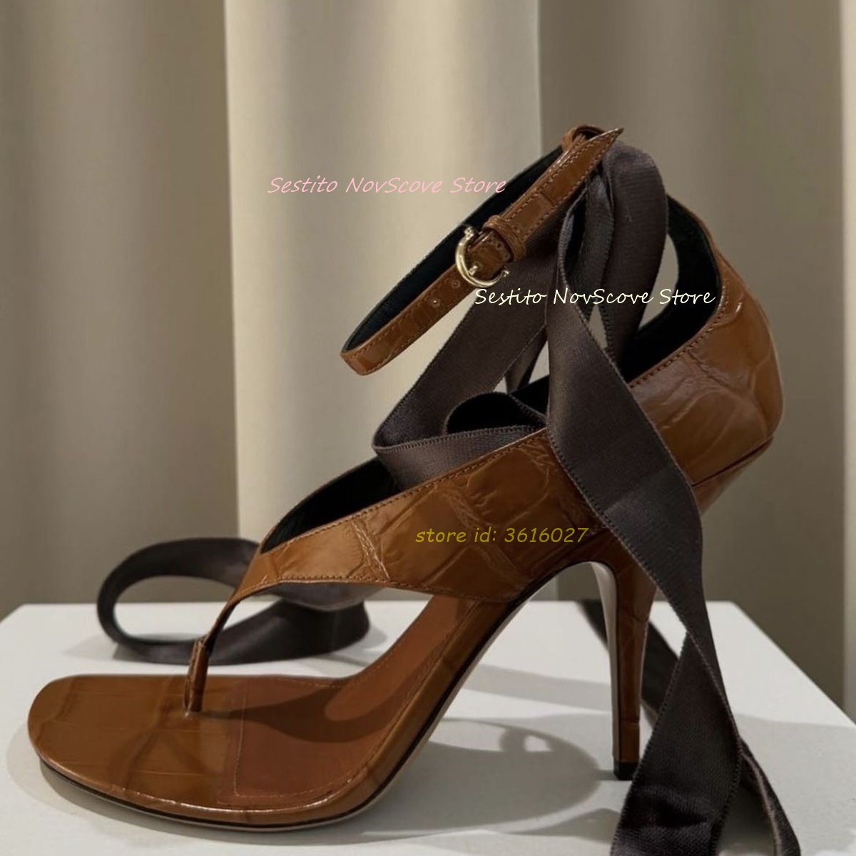 Brown Open Toe Lace Up Sandals - đánh giá và giá Summer Clothing Dress